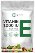 Micro Ingredients Vitamin E 1000 IU, 240 Softgels | Pure Vitamin E Oil Pills 