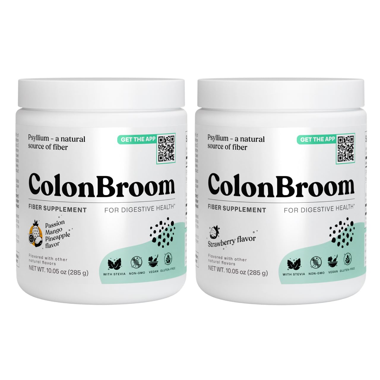 ColonBroom Psyllium Husk Powder - Colon Cleanse for Bloating Relief & Gut Health - Fiber Powder Drink - Easy to Mix - Vegan, Gluten Free, Non-GMO - Strawberry & Tropical Fruits (2 Pack) ColonBroomBuy Supplements Australia