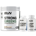 Three supplement containers from Bare Performance Nutrition on a white background