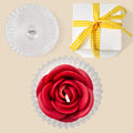 Red Rose Candle in Rippled Glass Jar for Valentine's Day Gifts, English Pear& Freesia Scented Candles