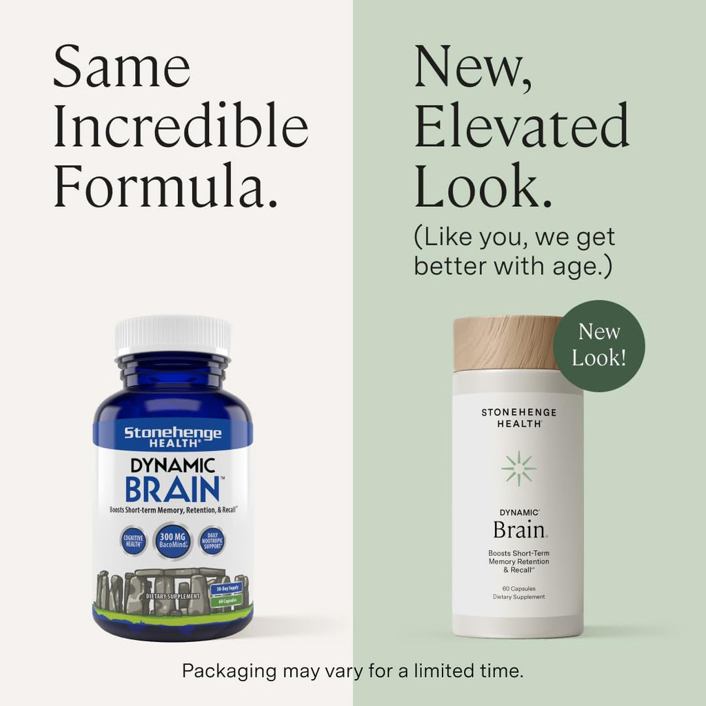 Stonehenge Health Dynamic Brain – BacoMind® Bacopa Nootropic Formula – Memory, Recall & Retention, Phosphatidylserine, Huperzine A, DHA & Choline – 40 Brain-Boosting Ingredients – Non-GMO, 60 Caps Stonehenge HealthBuy Supplements Australia