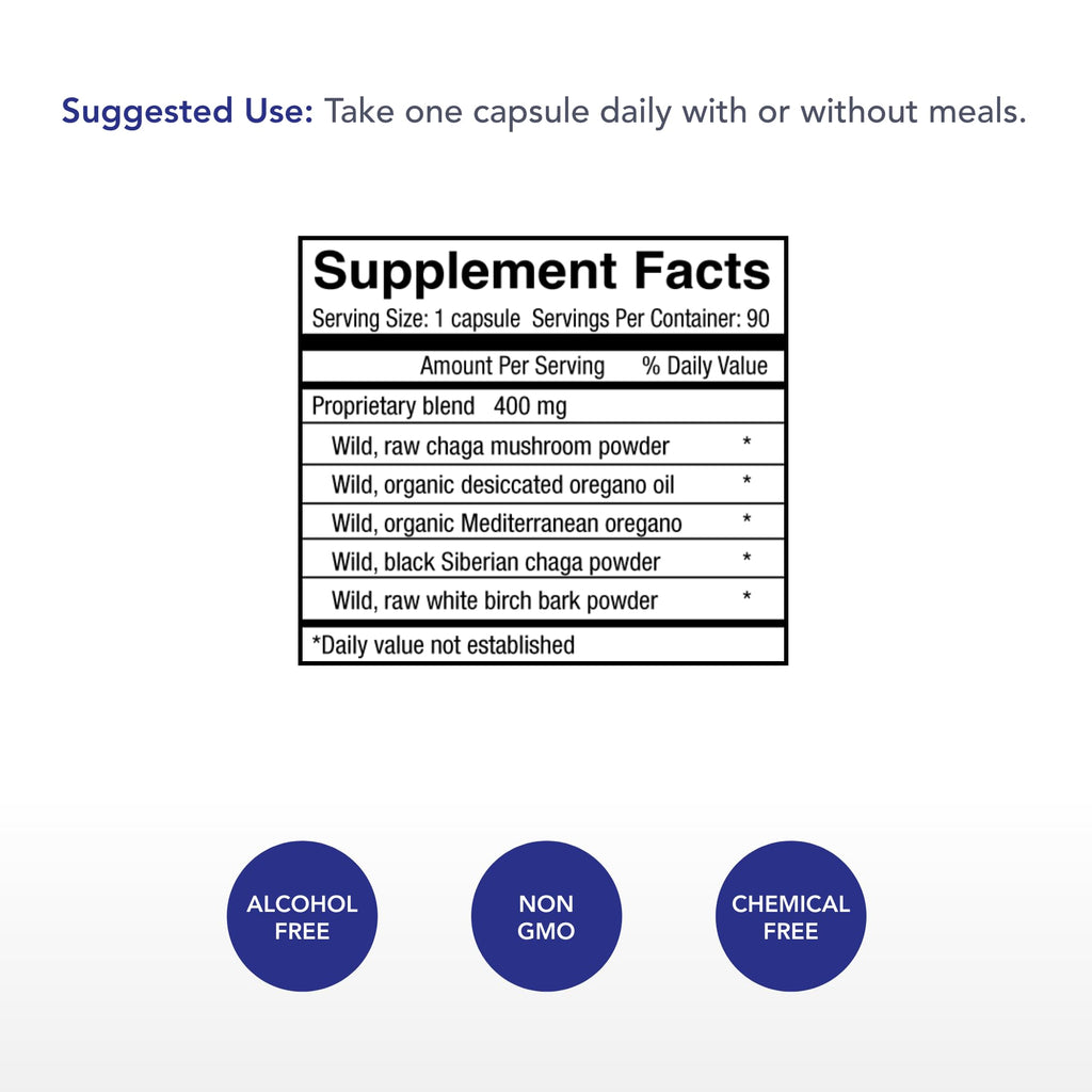Physician's Strength ChagaStrength - 90 Capsules - Wild, Raw Chaga Complex - Immune & Physical Support - Non-GMO - 90 Servings Physician's Strength buy supplements Au