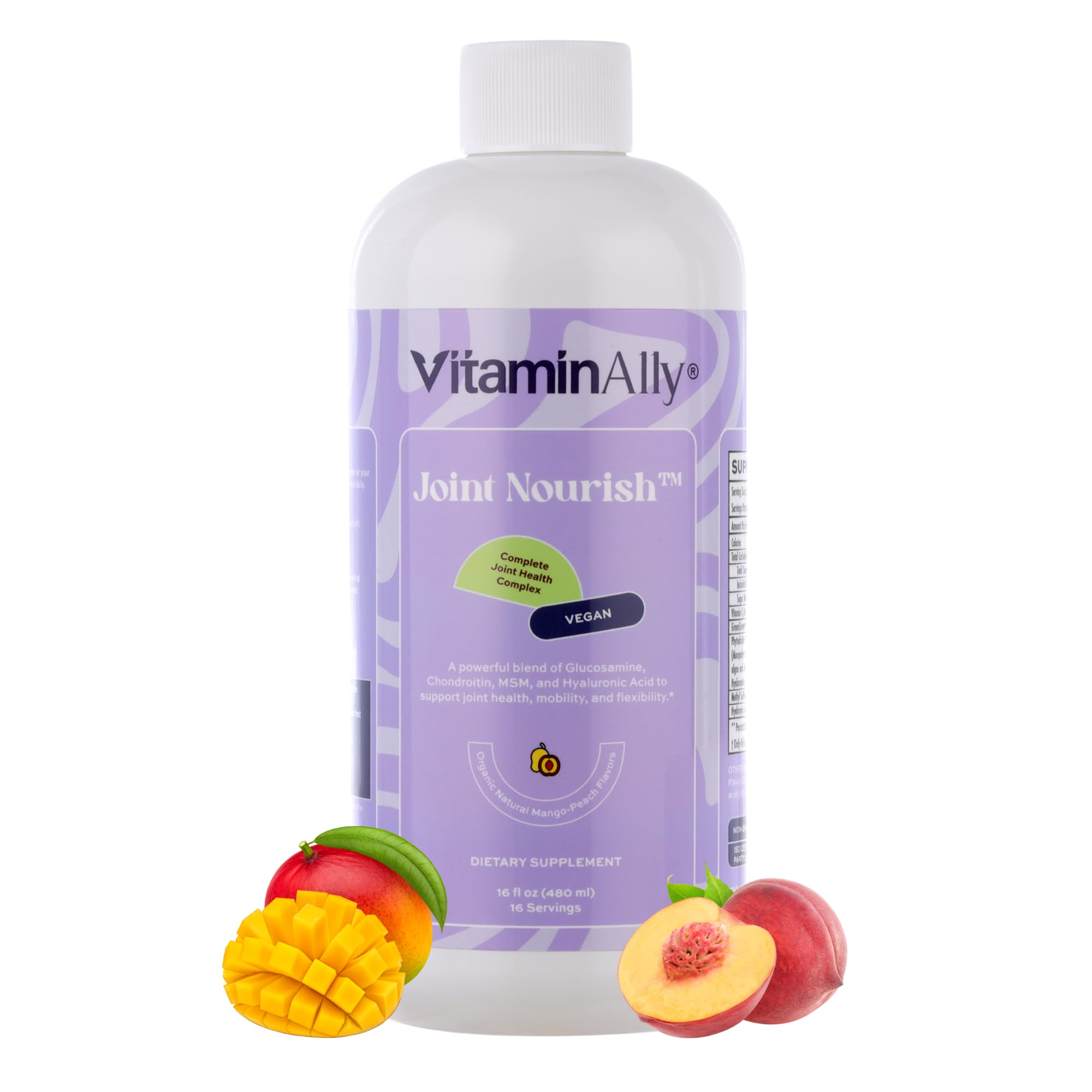 Joint Nourish – 100% Vegan Liquid Joint Supplement | Vegan Glucosamine, Chondroitin, MSM, Hyaluronic Acid & Vitamin C | Mango-Peach | Supports Joint Mobility, Cartilage & Skin | Sugar-Free,16 Servings VitaminallyBuy Supplements Australia
