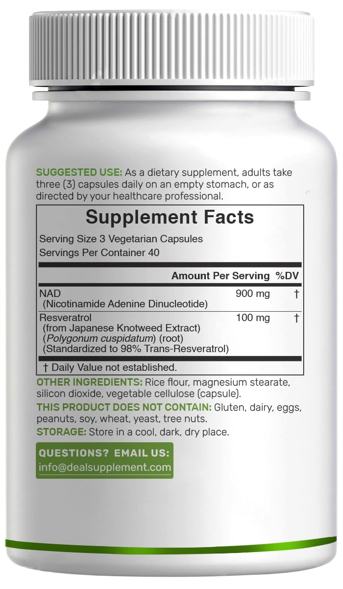 NAD+ Resveratrol Supplement 1,000mg Per Serving, 120 Veggie Capsules | 2-in-1 Extra Strength NMN Supplement Alternative | NAD Supplements for Women & Men | Non-GMO, Gluten Free DEAL SUPPLEMENTBuy Supplements Australia