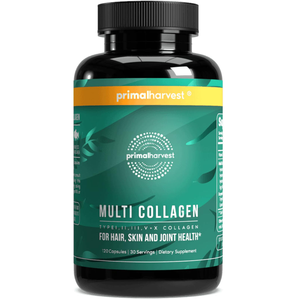 Primal Harvest Multi Collagen Pills for Women and Men (Type I, II, III, V, X) 120 Capsules w/Vitamin C for Hair, Skin, Nails Primal Harvest buy supplements Au