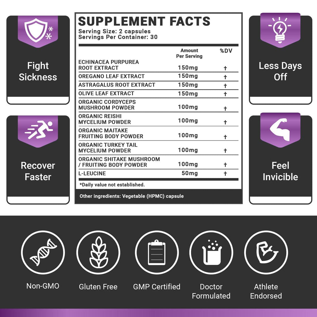 OMISSANDI-WELLNESS Resilient - Natural Immune System Support - Dr. Ian Stern Formulated - to boost your defenses - W/Organic Mushroom Blend, Echinacea, Astragalus & More - Vegan - Made in USA- 60 Caps Dr. Stern buy supplements Au