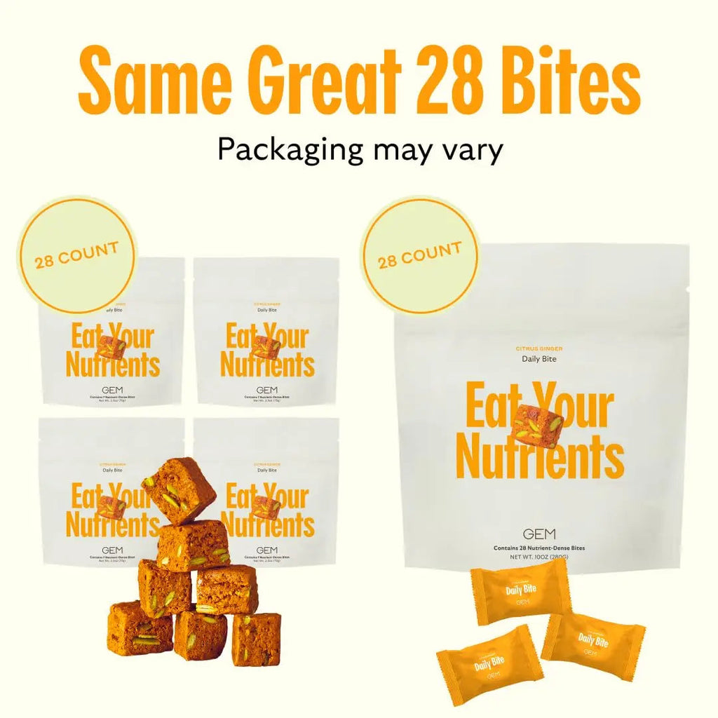 GEM Daily Bite for Women & Men, with 20+ Vitamins, Minerals & Superfoods Like Zinc, Vitamin D, B-Complex, K, Turmeric, Fiber & Prebiotics GEM