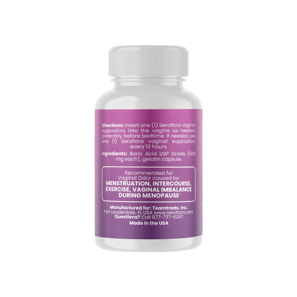 Seroflora Boric Acid Vaginal Suppositories 600mg – 30 Count with 7 Applicators for Odor Control & pH Balance Feminine Hygiene Support, Natural Intimate Care, Made in USA SEROVERABuy Supplements Australia