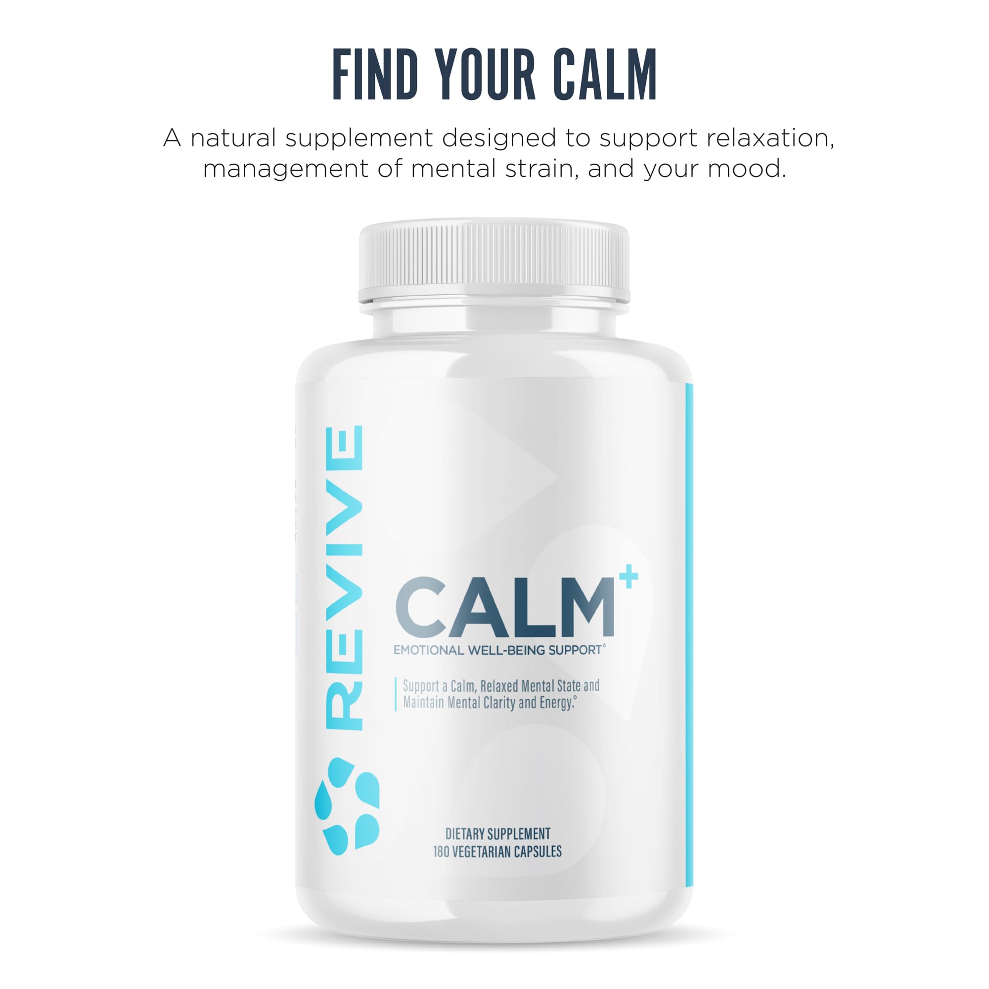 Revive MD Calm, Emotional Well-Being Support Supplement - Stress Management for Men & Women - Mood Enhancement Supplement Promotes Relaxation with L-Theanine, GABA & 5-HTP (180 Capsules, 30 Servings) ReviveBuy Supplements Australia