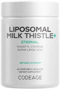 Codeage Liposomal Milk Thistle+ Supplement - Silymarin from Silybum Marianum, NAC, Artichoke Leaf, Dandelion Root, Alpha Lipoic Acid, BioPerine, Liposomal Delivery - Non-GMO - 60 Capsules CodeageBuy Supplements Australia