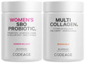 Codeage Multi Collagen Protein Capsules & Probiotics for Women Bundle | Multi Collagen Pills, Collagen Types I, II, II, V & X, 90 Count | Prebiotics & Probiotics for Women - Soy & Dairy Free, 60 Count CodeageBuy Supplements Australia