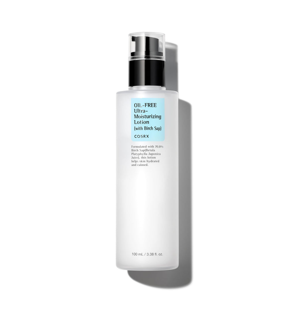 COSRX Oil Free Lotion with Birch Sap, Daily Acne Facial Moisturizer, Hydrating Moisturizer for All Skin Types, Korean Skin Care, 3.38 fl.oz / 100ml