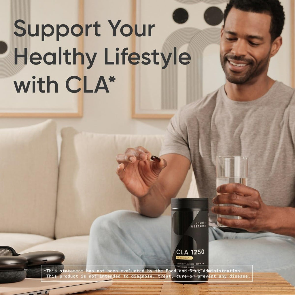 Sports Research CLA - 1250mg with Active Conjugated Linoleic Acid for Men and Women | Non-GMO, Soy & Gluten Free - 95% (180 Softgels)… Sports Research buy supplements Au