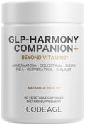Codeage GLP-Harmony Companion+ Supplement - GLP-1 Agonist Support - Lion's Mane, Pea, Colostrum, Shilajit, Akkermansia, Elder, Citrus Bioflavonoids, Broccoli, Resveratrol - Non-GMO - 60 Capsules CodeageBuy Supplements Australia