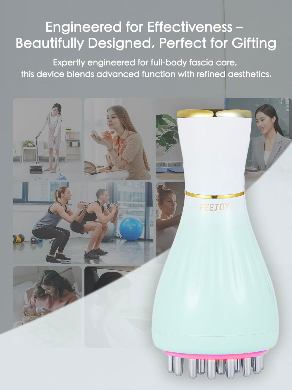 FEEJOY Lymphatic Drainage Massager & Massage Tool with Cellulite Oil, Body Sculpting Machine & Fascia Blaster for Cellulite with Microcurrent, Light, Heat & Vibration, for Legs, Arms & Belly FEEJOY buy supplements Au
