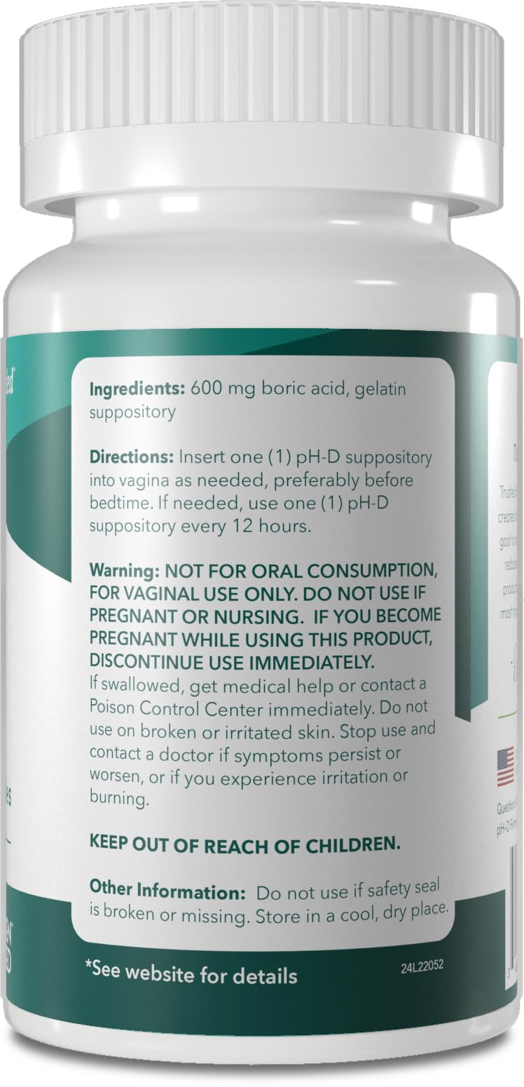 pH-D Feminine Health Support - Boric Acid Starter Bundle - pH-D Boric Acid Vaginal Suppositories 72 Count and 5 Vaginal Suppository Applicators pH-D Feminine Health SupportBuy Supplements Australia