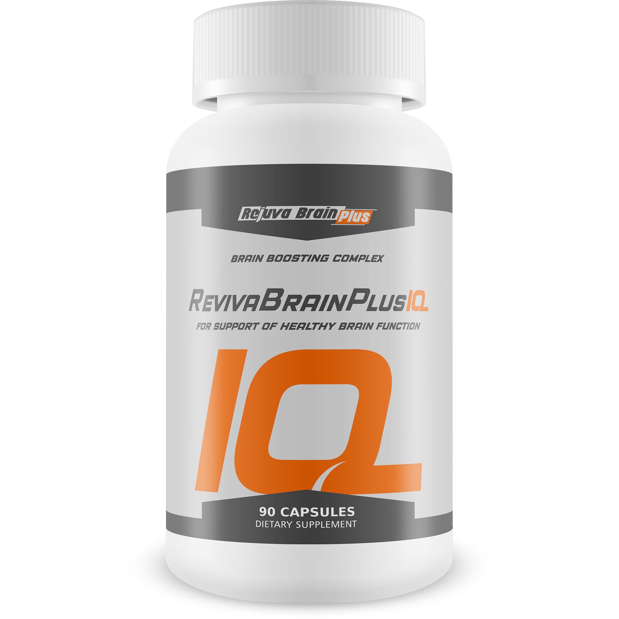 Reviva Brain Plus IQ supplement bottle on a white background