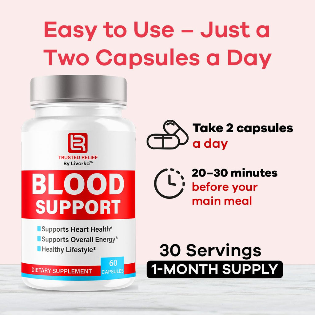 Trusted Relief Blood Support Capsules - Official TrustedRelief Blood Support Vitamin Pills, Natural Trusted Relief Advanced Premium Formula Wellness & Overal Health, 60 Capsules for 1 Month LIVORKABuy Supplements Australia