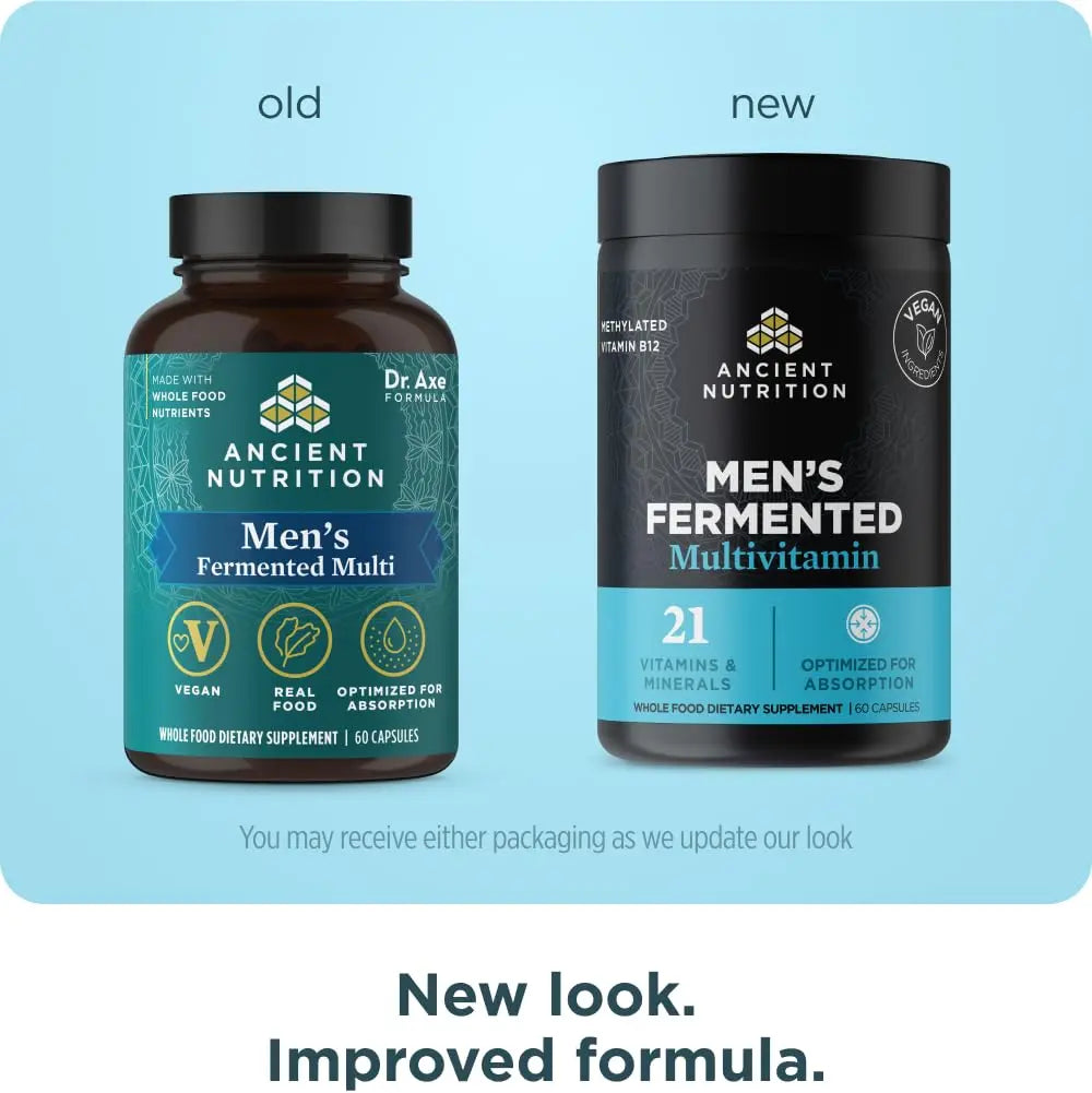 Ancient Nutrition Multivitamin for Men, Men's Fermented Multivitamin with Vitamin A, C, D, E, K, Zinc & Magnesium, Immune Support Ancient Nutrition