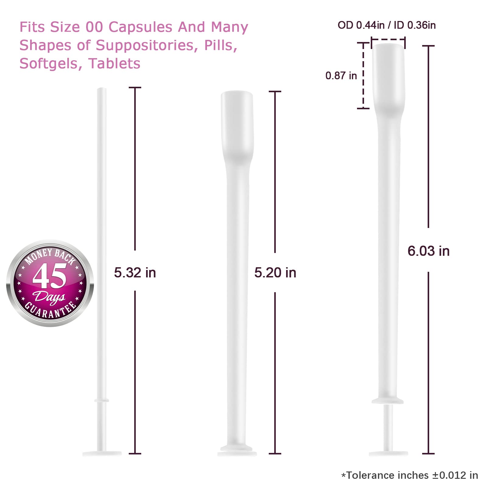 (60 Counts) Nieteyrue Suppository Applicator for Women Fit to Size 00 Cap-sules Soft Tip Auxiliary Tool NieteyrueBuy Supplements Australia