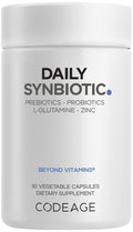 Codeage Daily Synbiotic Supplement - Prebiotics, Lactobacillus & Bifidobacterium Probiotics, L-Glutamine, Zinc L-Carnosine, DGL, Synbiotic Probiotic, BioPerine - Shelf-Stable - 30 Capsules CodeageBuy Supplements Australia
