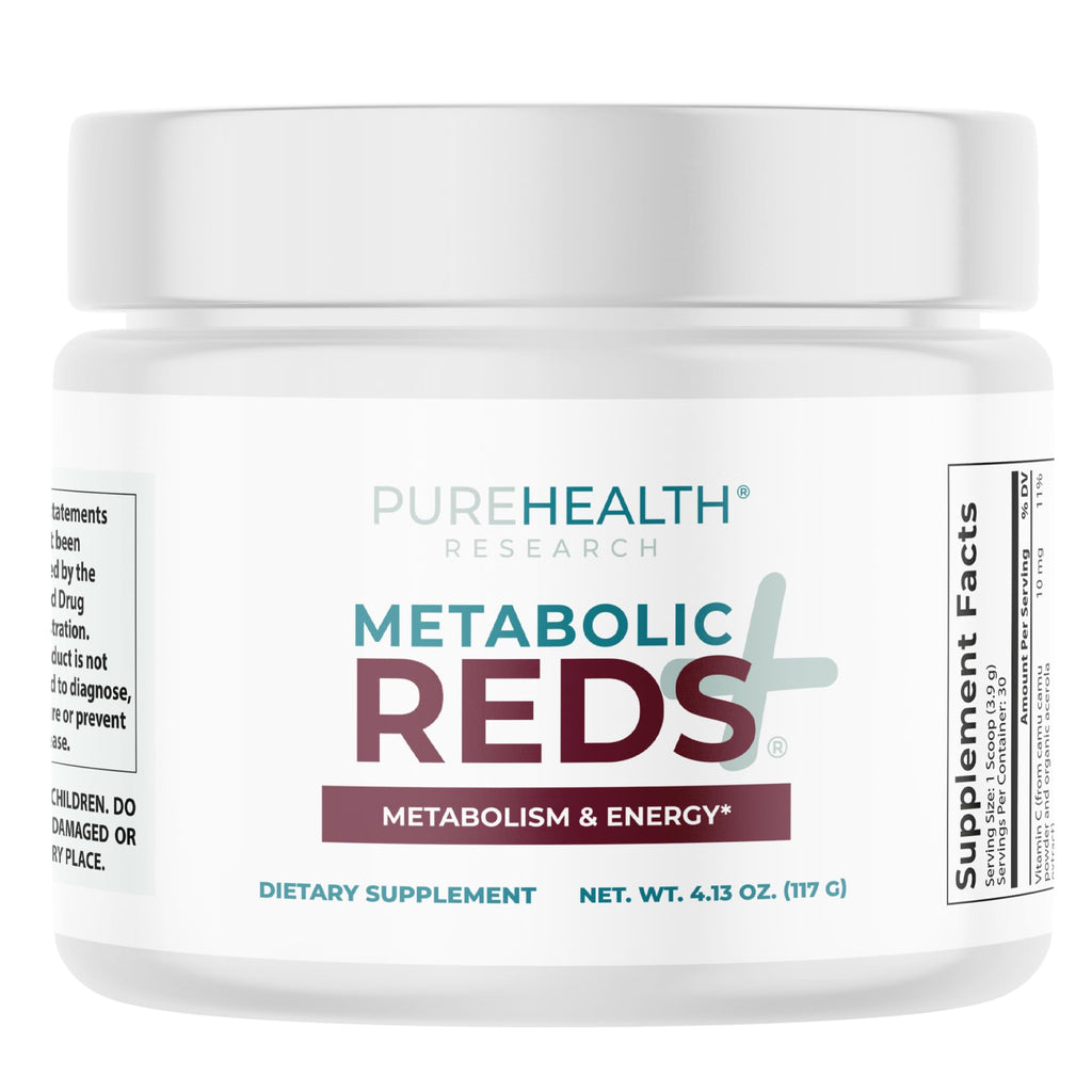 PUREHEALTH RESEARCH Metabolic Reds - Organic Superfood Powder Supplement - Fruit, Veggie, Adaptogenic, Probiotic Blends & More - for Metabolism & Energy Support - 4.13 Oz. - 30 Servings PUREHEALTH RESEARCHBuy Supplements Australia