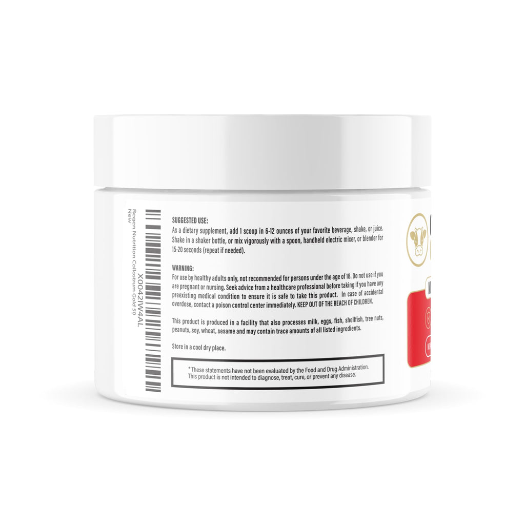 Re+Gen Nutrition Colostrum Gold 50 Bovine Colostrum Powder for Gut Health, Immune Support & Muscle Recovery – 50% IgG Concentration, Grass Fed, Gluten Free, No Artificial Ingredients Re+Gen NutritionBuy Supplements Australia