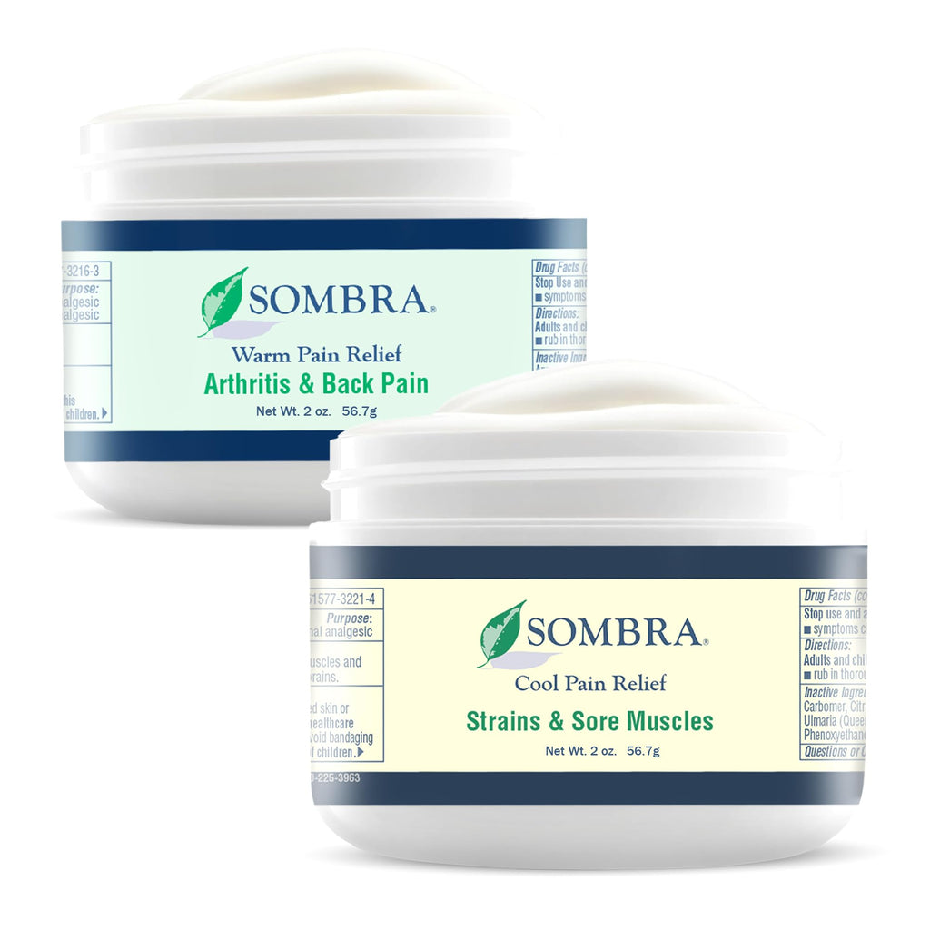 Sombra Warm & Cool Pain Relief Gel, Warm Relief for Arthritis and Chronic Pain Pre-Workout Muscle Rub, Cold for Swelling, Soreness, Post-Workout, Free of Artificial Fragrances, 2oz Per Jar SombraBuy Supplements Australia
