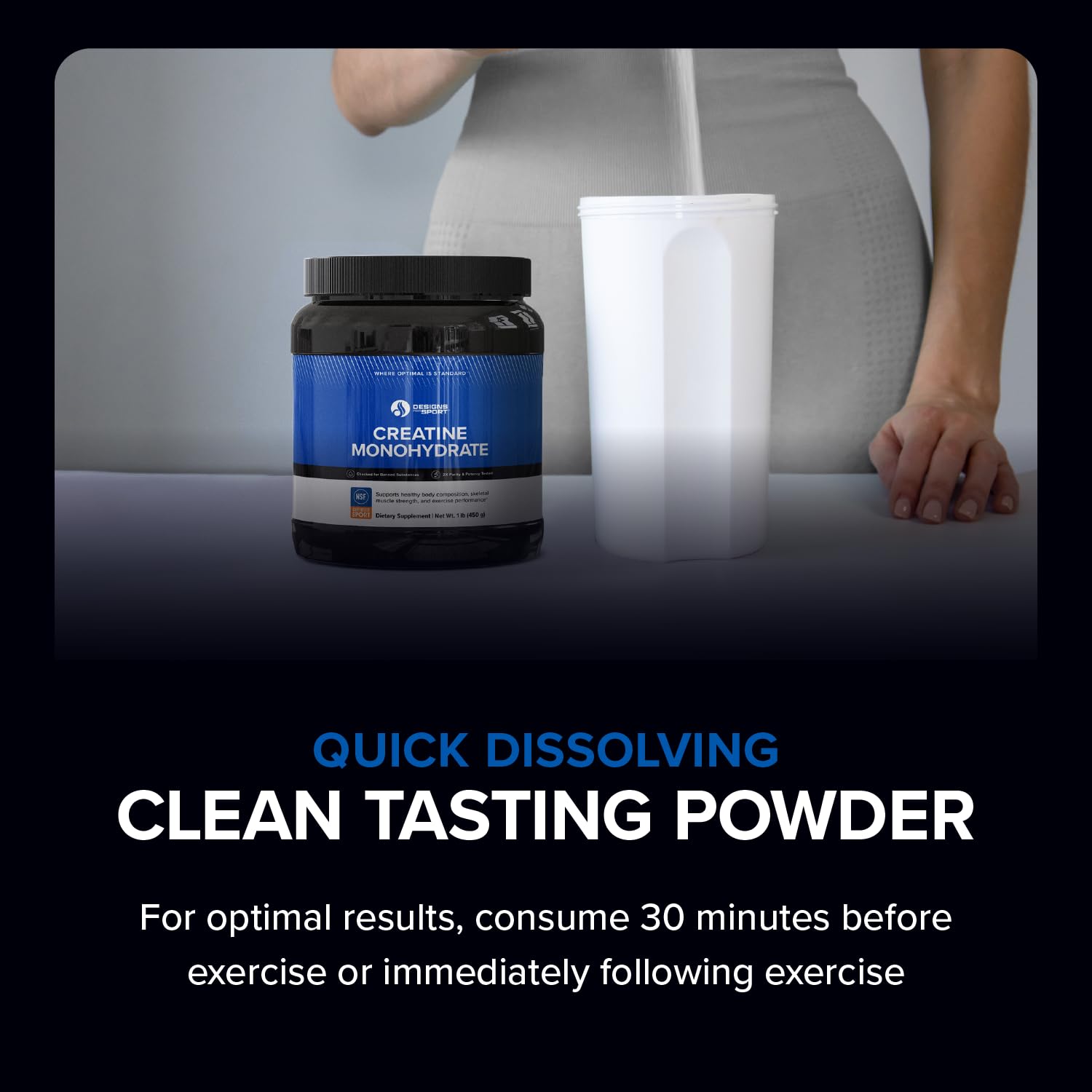 Designs for Sport Micronized Creatine Monohydrate Unflavored Powder - NSF Certified for Sport, 90 Servings, Supports Muscle Recovery, Brain Health, Pre and Post Workout Strength Designs for SportBuy Supplements Australia