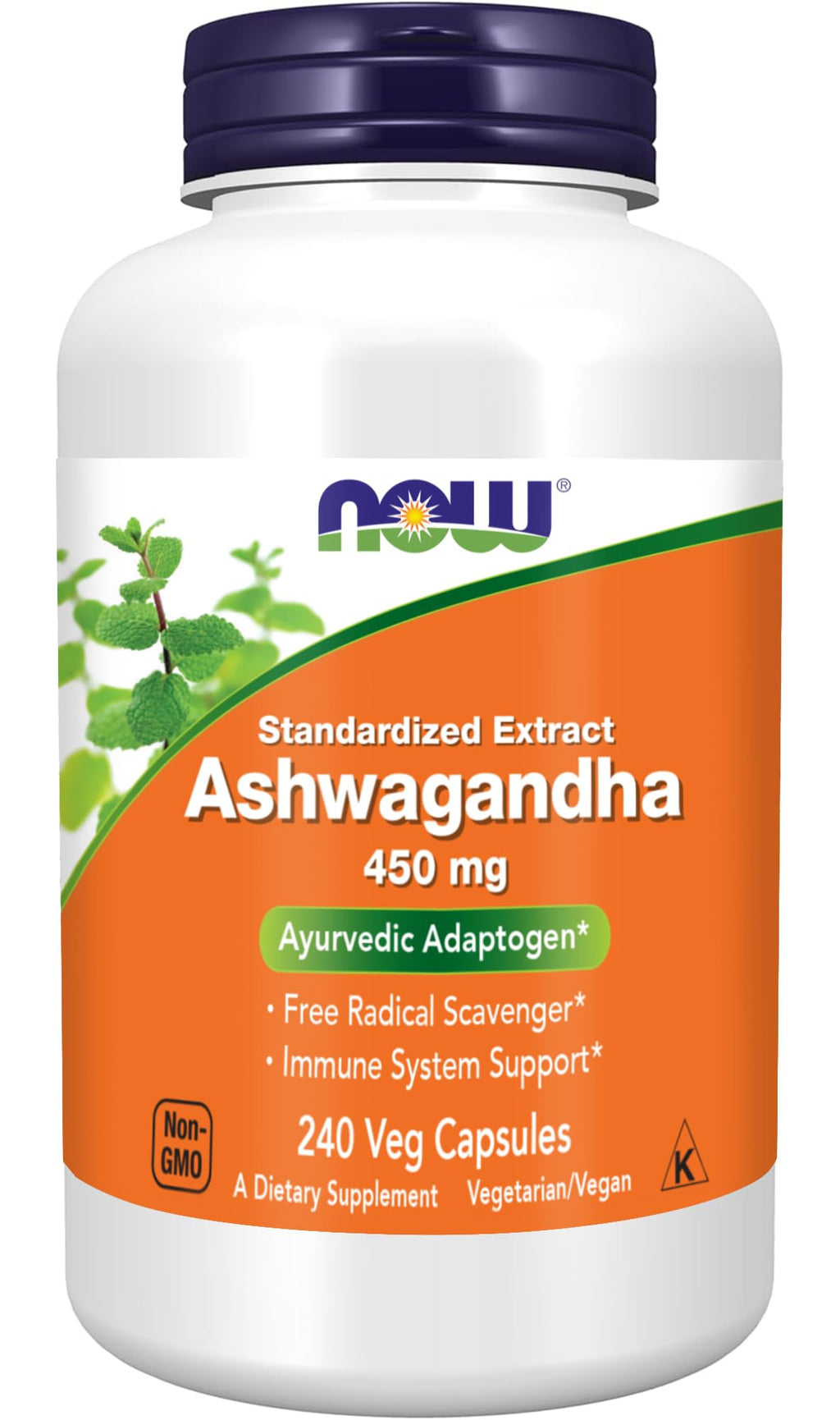 NOW Foods Ashwagandha Extract 450 mg Vegan, Kosher, Non-GMO - 240 Veg Capsules, NOW FoodsBuy Supplements Australia