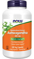 NOW Foods Ashwagandha Extract 450 mg Vegan, Kosher, Non-GMO - 240 Veg Capsules, NOW FoodsBuy Supplements Australia