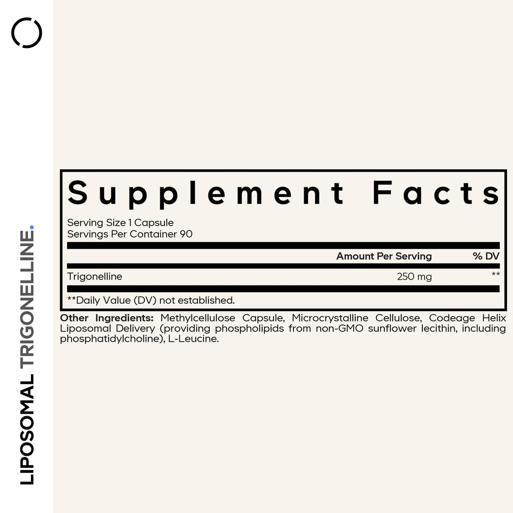 Codeage Liposomal Trigonelline - 250 mg Per Capsule - 3-Month Supply - Plant-Based Alkaloid - Liposomal Delivery for Bioavailability - Metabolic Health Support - Vegan Nootropic Non-GMO - 90 Capsules CodeageBuy Supplements Australia