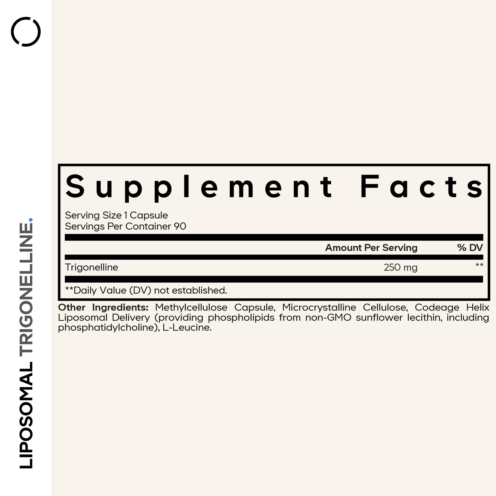 Codeage Liposomal Trigonelline - 250 mg Per Capsule - 3-Month Supply - Plant-Based Alkaloid - Liposomal Delivery for Bioavailability - Metabolic Health Support - Vegan Nootropic Non-GMO - 90 Capsules CodeageBuy Supplements Australia
