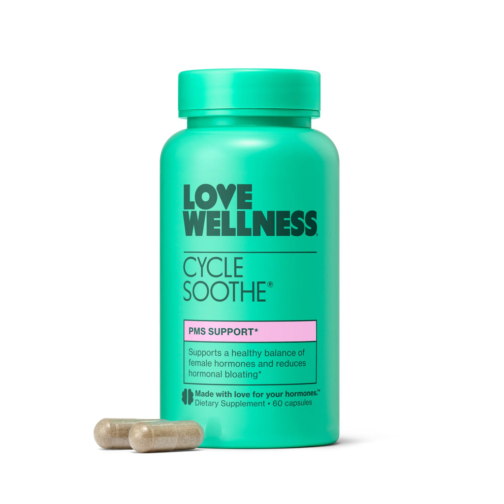 Love Wellness Cycle Soothe Supplement | Promotes a Happy Mood | Helps with PMS Hormones, Stress Relief, & Improves Mood | 60 Capsules Love WellnessBuy Supplements Australia