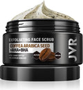 JVR Face Scrub for Men, Facial Scrub for Deep Exfoliating, Cleansing Blackheads, Ingrown Hair, Pre-shave Soften, Organic Formulated with Coffee Extract, AHA and BHA Face Exfoliator (4.23 oz) JVR buy supplements Au