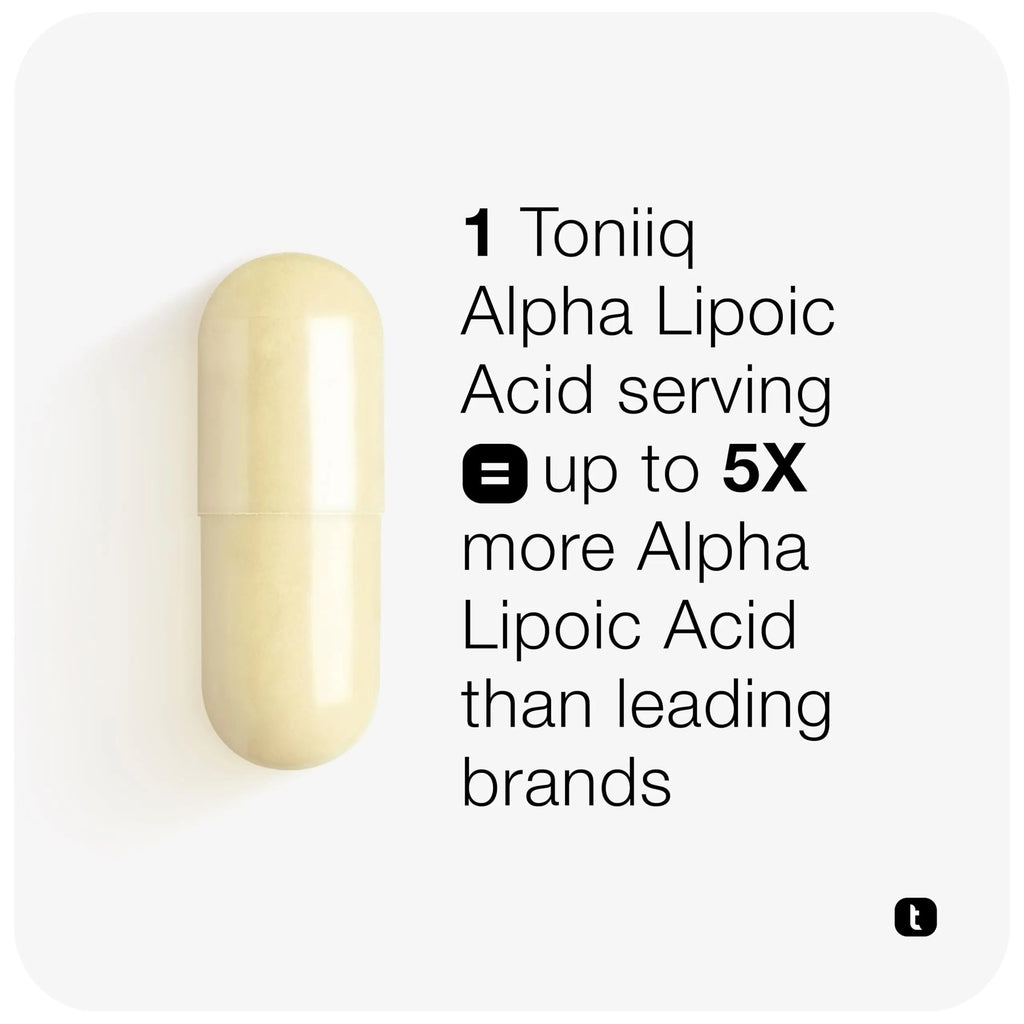 Toniiq 1000mg Ultra High Strength Alpha Lipoic Acid Capsules - Highly Purified 99%+ USP Standard - 120 Capsules ALA Supplement Toniiq buy supplements Au