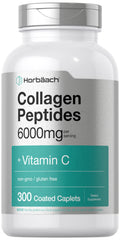 Horbäach Collagen Peptides 6000mg | 300 Caplet Pills | with Vitamin C | Hydrolyzed Collagen Supplement | Non-GMO, Gluten Free HorbäachBuy Supplements Australia