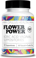 Flower Power Vegan Boric Acid Suppositories - 30 Capsules - 600mg for Vaginal Odor and pH Balance - Made in USA Flower PowerBuy Supplements Australia