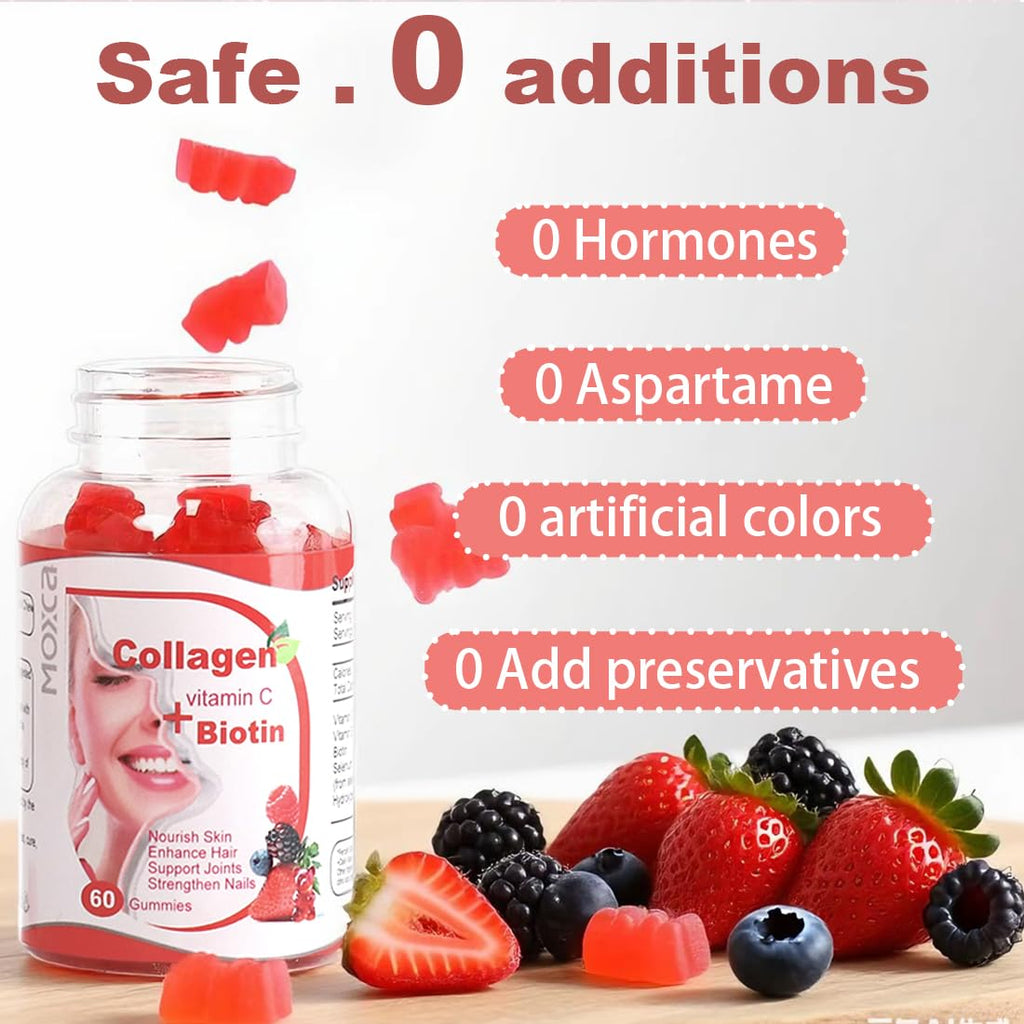 Moxca Hydrolyzed Marine Collagen Gummies for Women | Vegan Collagen Support with Biotin, Vitamins C & E | Daily Beauty Supplement for Hair, Skin & Nails | Natural Fruit Flavor, Clean Formula Moxca buy supplements Au
