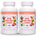 Two bottles of Vital Nutritive Super Fruits & Veggies supplements on a white background