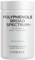 Codeage Polyphenols Broad Spectrum Supplement - Blend of 15 Berries, Fruits, and Botanical Extracts, Decaf Green Tea Leaf, Quercetin, Resveratrol, Pomegranate, Turmeric - Non-GMO - 120 Capsules CodeageBuy Supplements Australia