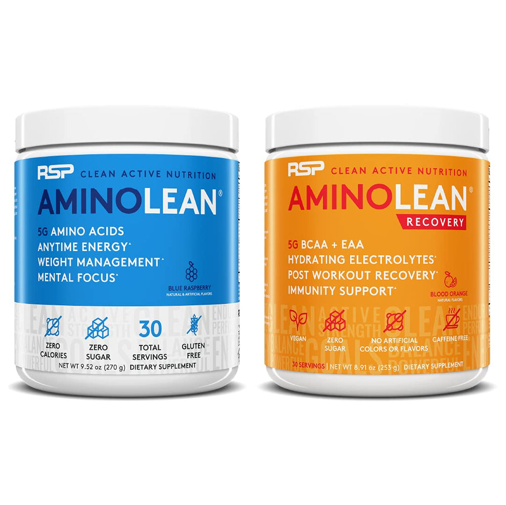RSP NUTRITION AminoLean Pre Workout Energy (Blue Raspberry 30 Servings) with AminoLean