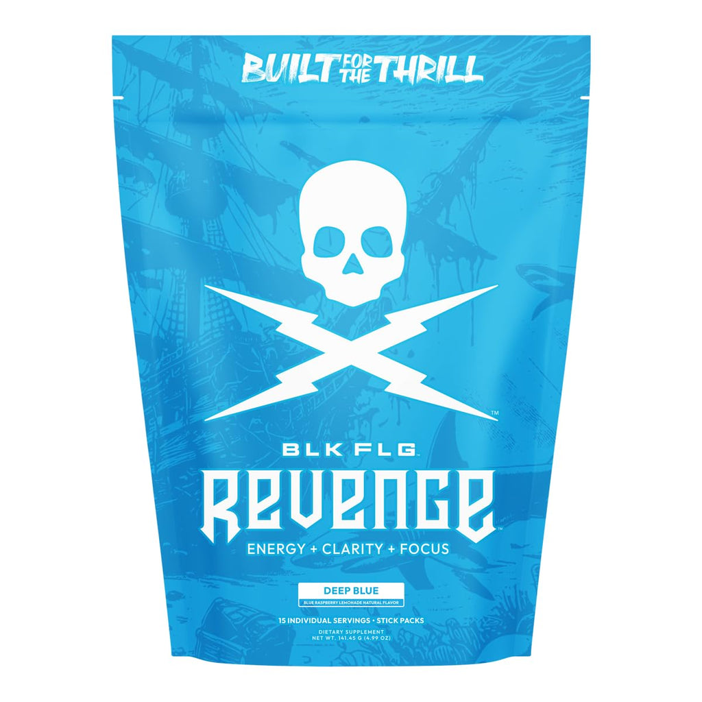 REVENGE BLK FLG Energy Drink Mix – Healthy Coffee Alternative with Natural Caffeine & Nootropics – Focus & Clean Energy Supplement – Sugar Free – 15 On-The-Go Stick Packs REVENGEBuy Supplements Australia
