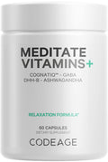 Codeage Meditate Vitamins+ Supplement - CognatiQ, DHH-B, GABA, Ashwagandha, Organic Mushrooms, Blueberries - BDNF Brain Pills and Neuroprotein - Vegan, Non-GMO, Gluten-Free - 60 Capsules CodeageBuy Supplements Australia