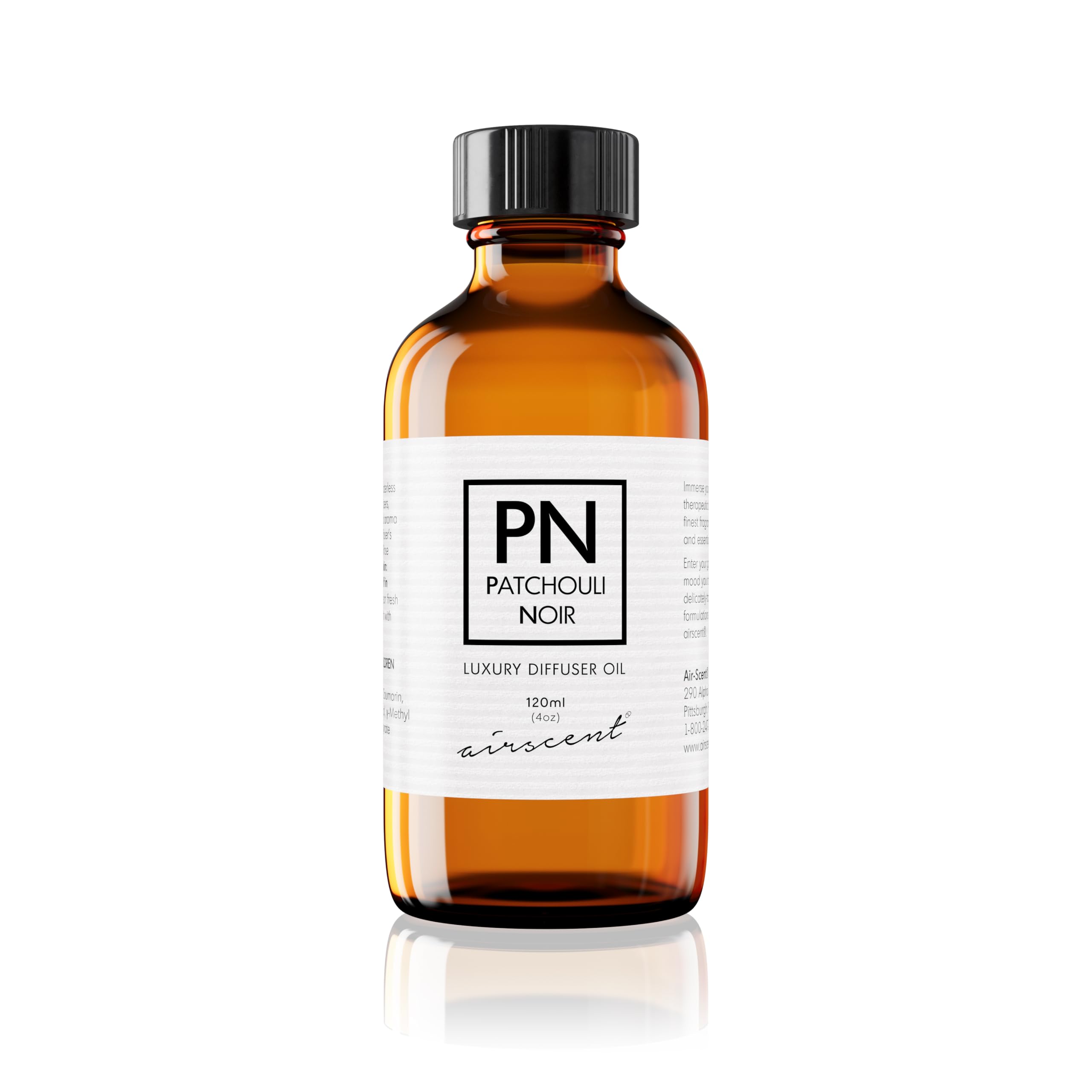 Patchouli Noir Diﬀuser Oil - Air-Scent Aroma and Essential Oil Blend - 120 Milliliter (4 ﬂ oz) Bottle