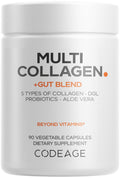 Codeage Multi Collagen + Gut Blend Supplement - Digestive Probiotics, DGL Licorice, Aloe Vera, Organic Peppermint Leaf, Slippery Elm - Hydrolyzed Bovine Collagen Pills - Non-GMO - 90 Capsules CodeageBuy Supplements Australia