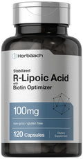 R-Lipoic Acid 100 mg | 120 Capsules | with Biotin Optimizer | Non-GMO, Gluten Free 