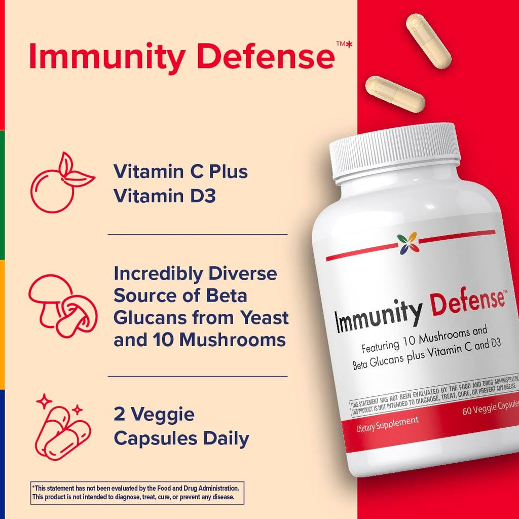 Stop Aging Now - Immune Support - with Vitamin C, Vitamin D3 and Mushroom Complex - 60 Vegetarian Capsules Stop Aging NowBuy Supplements Australia