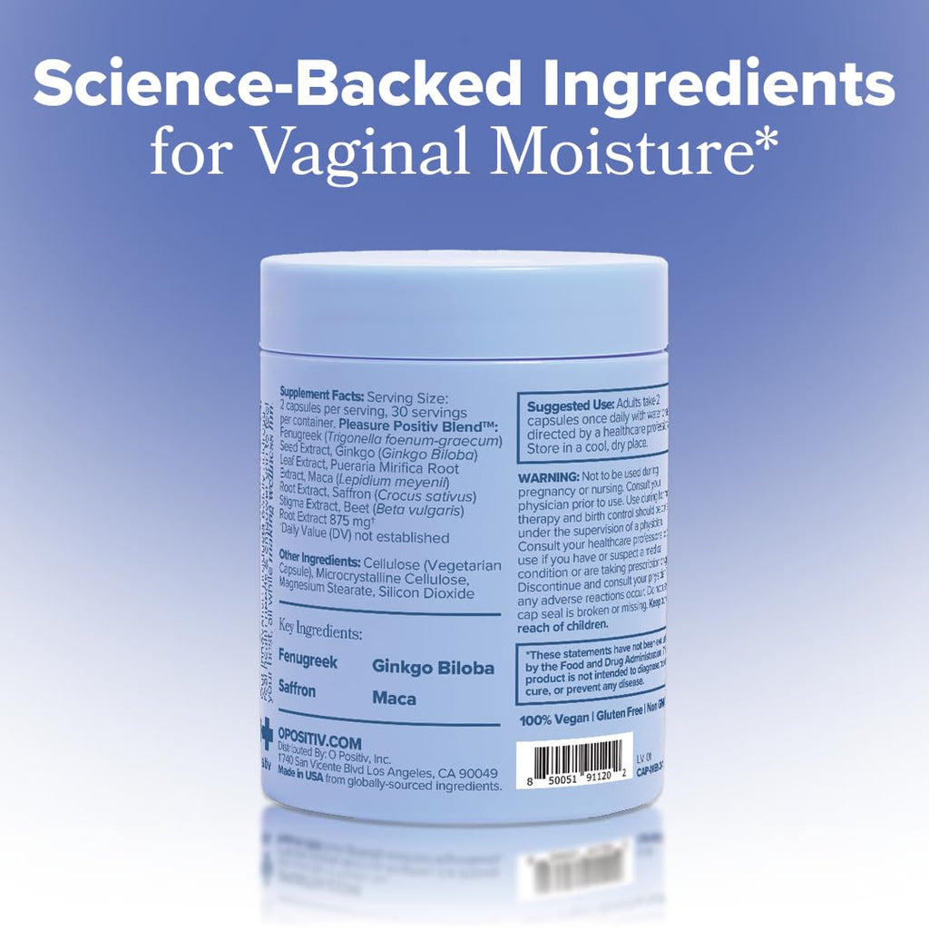 MENO Vaginal Moisture Support Capsules – OBGYN-Formulated to Support Healthy Vaginal Moisture, Mood & Relaxation – Hormone-Free Supplements with Maca Root & Fenugreek Seed Extract – 30 Servings O Positiv buy supplements Au