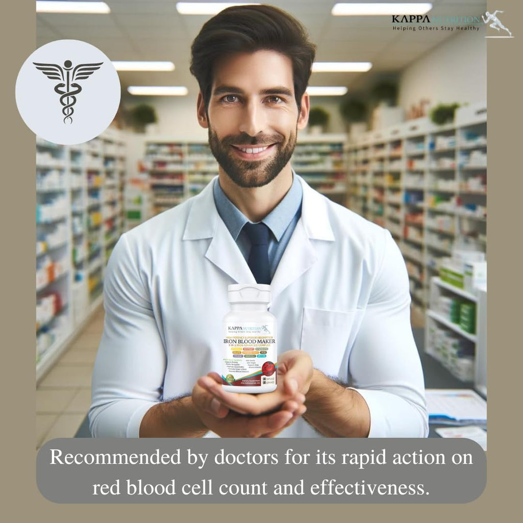 KAPPA NUTRITION Iron 26mg, Vitamin C & Orange 150mg, Folate 667mcg DFE, Vitamin B12, Beetroot, Brewers Yeast, Broccoli & MCT Oil